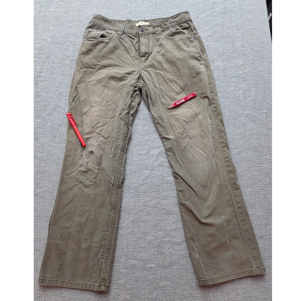 Blue Mountain Mens Canvas Work Pants Olive Green Straight Leg 31x29 Utility